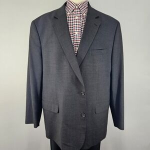 GS Perfect Fit Men's Sport Coat Two Button CH‎ Gry Poly Wool Blend Sz 52PRG